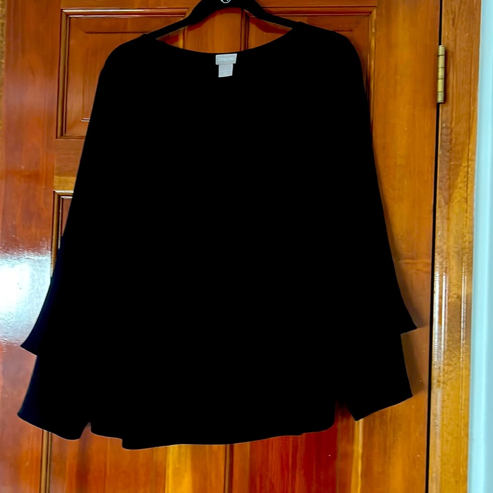 Chico’s size 2 Black Rounded Neck Blouse